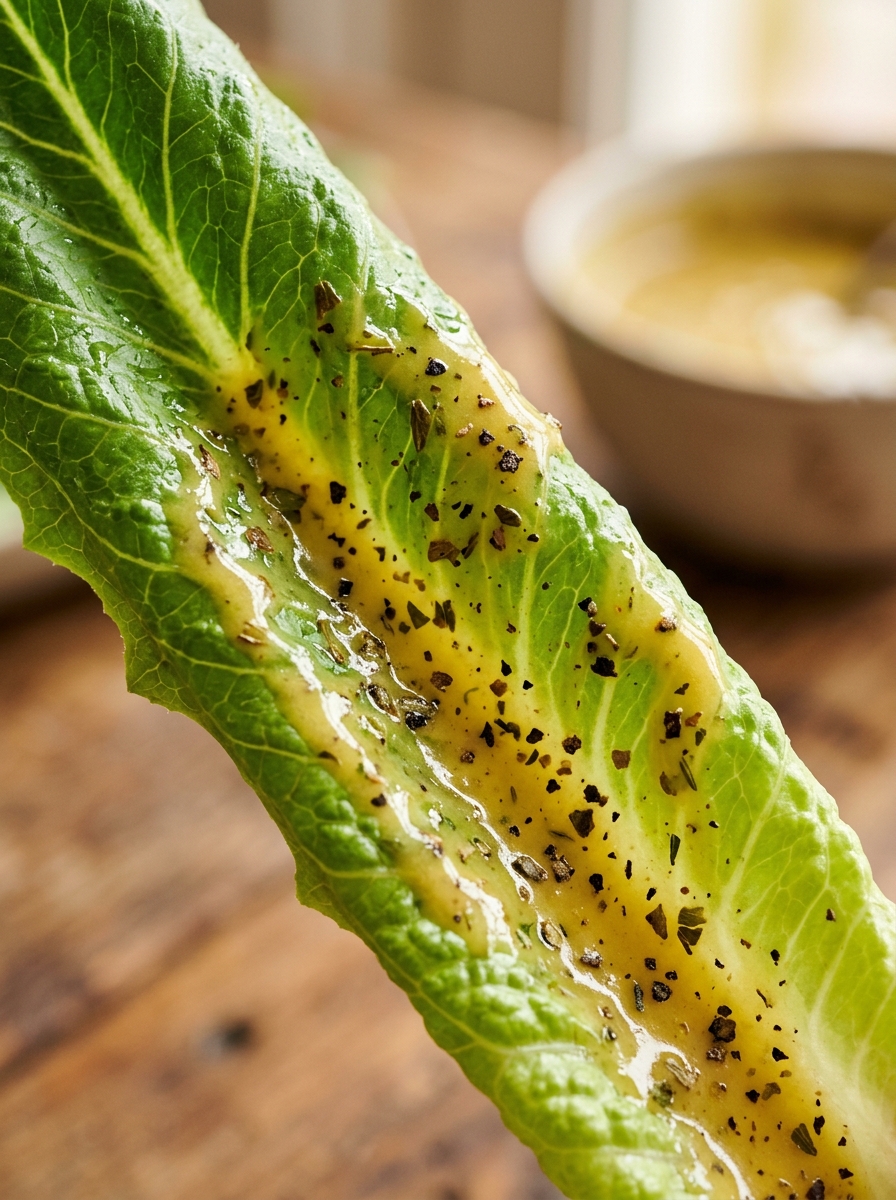 0 Calorie Salad Dressing Recipe: Foolproof Zesty Herb Vinaigrette from Scratch Dressing coating lettuce leaf 202608260901