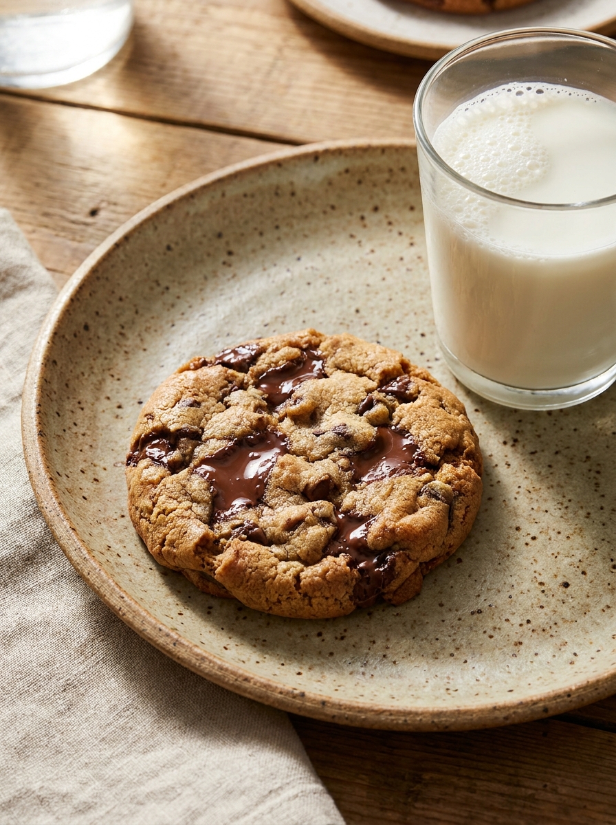 Giant chocolate chip cookie plated 202608281116
