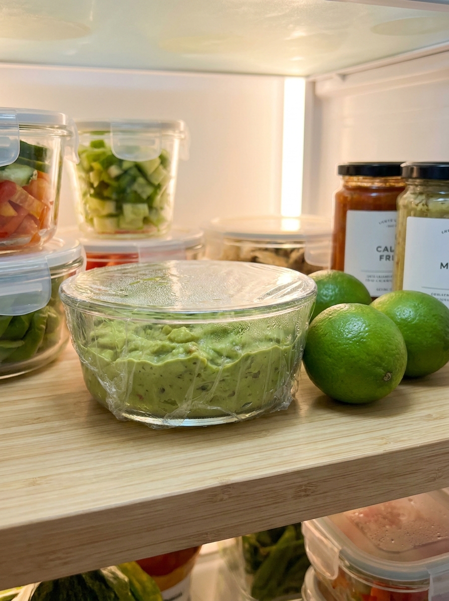 Guacamole stored in glass container 202608281544