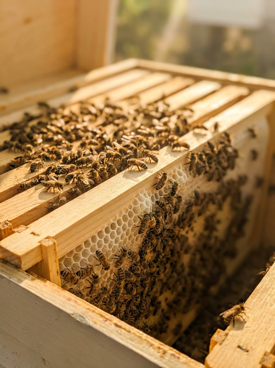 1 To 1 Sugar Syrup Recipe For Bees: The Ultimate Spring Feeding Guide Honeybees building honeycomb on … 202608271155