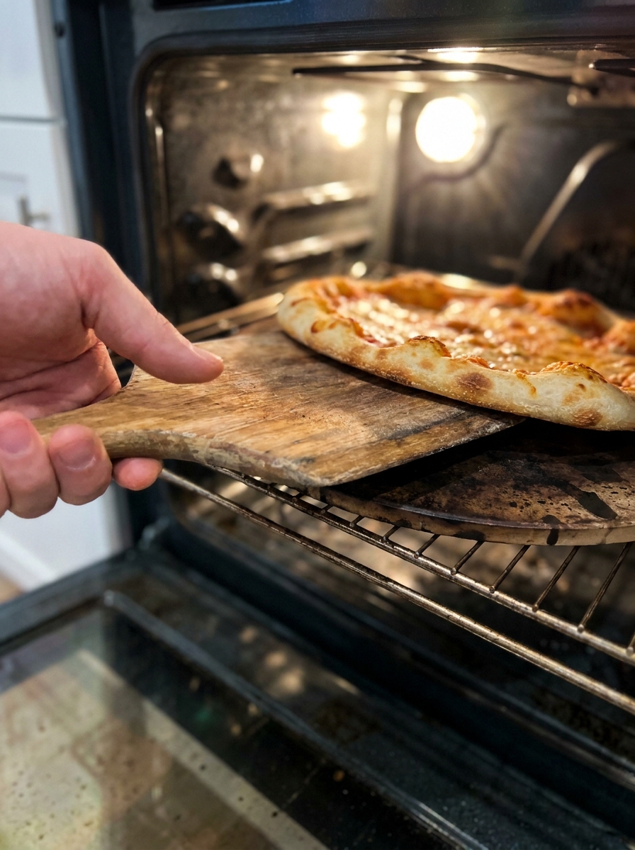 Bob's Red Mill 1 To 1 Pizza Crust Recipe: Crispy, Chewy, and Foolproof Pizza crust sliding onto stone 202608281035