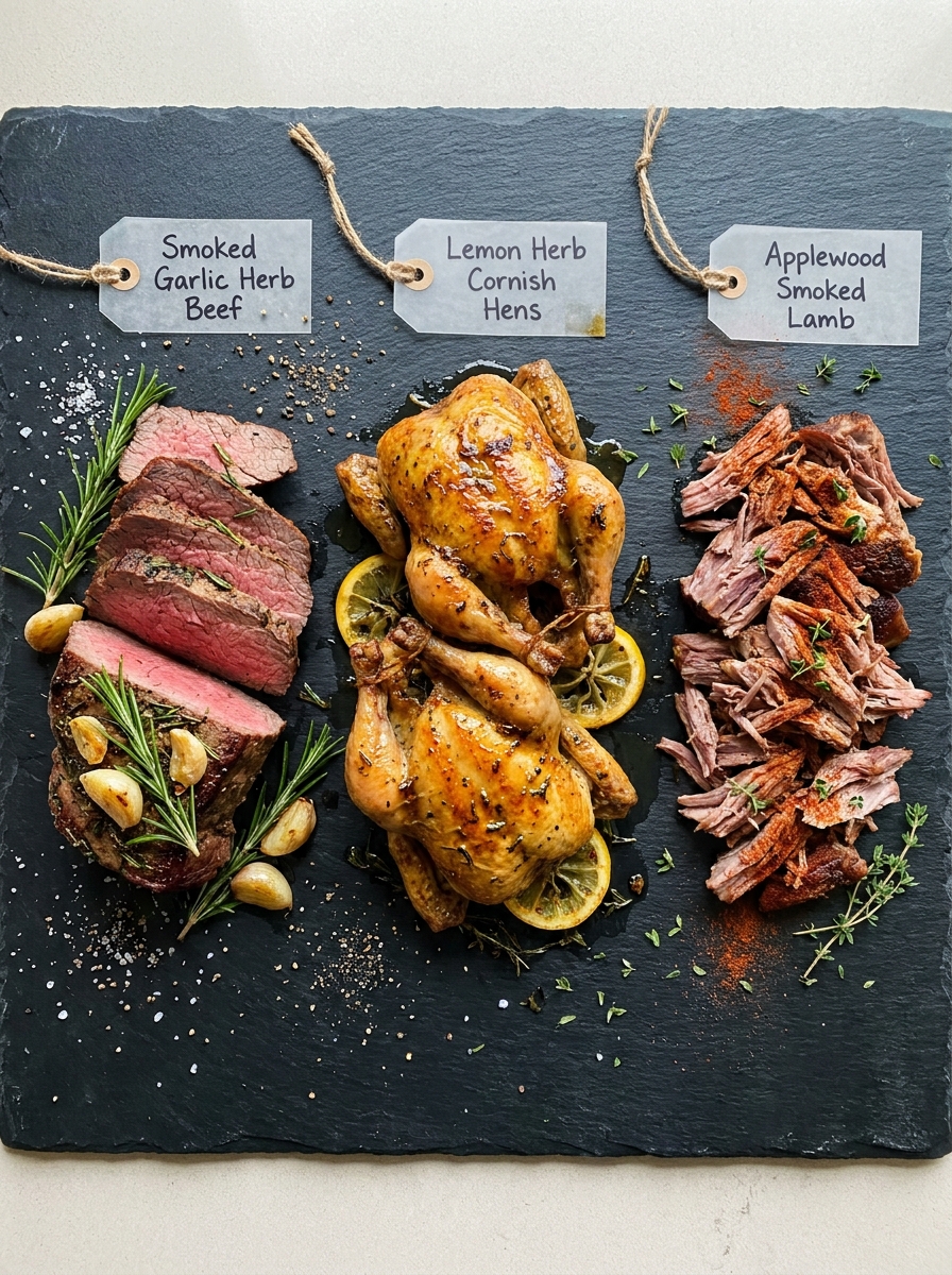 Char-Broil The Big Easy 3-In-1 Smoker Roaster And Grill Recipes: Smoked Herb-Butter Whole Chicken Smoked meat variations displayed… 202608281137