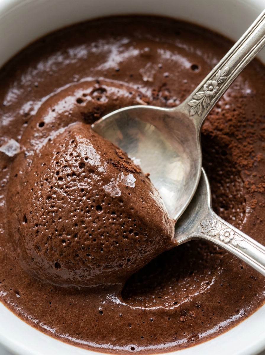 Spoon scooping chocolate mousse 202608281144