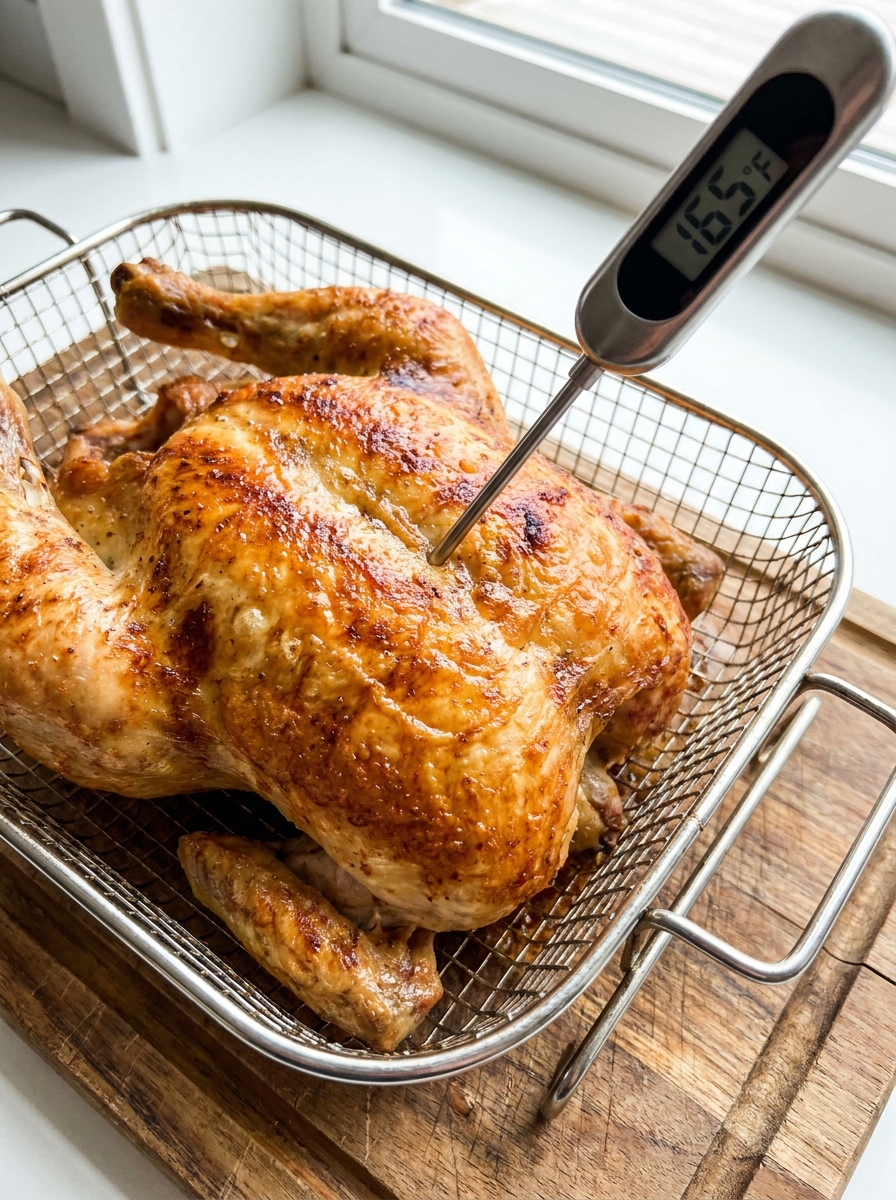Char-Broil The Big Easy 3-In-1 Smoker Roaster And Grill Recipes: Smoked Herb-Butter Whole Chicken Thermometer checking roasted chi… 202608281134