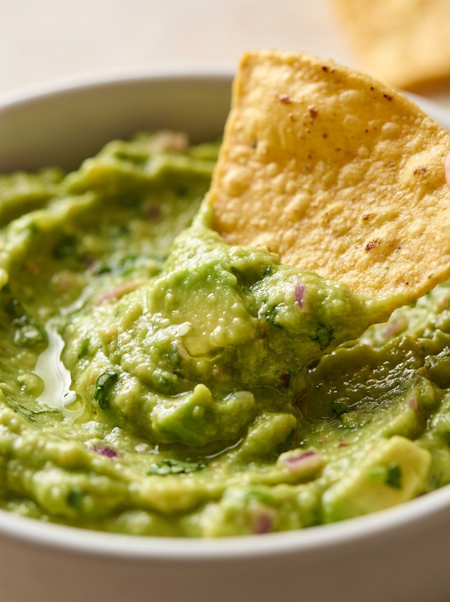 Tortilla chip scooping guacamole 202608281544