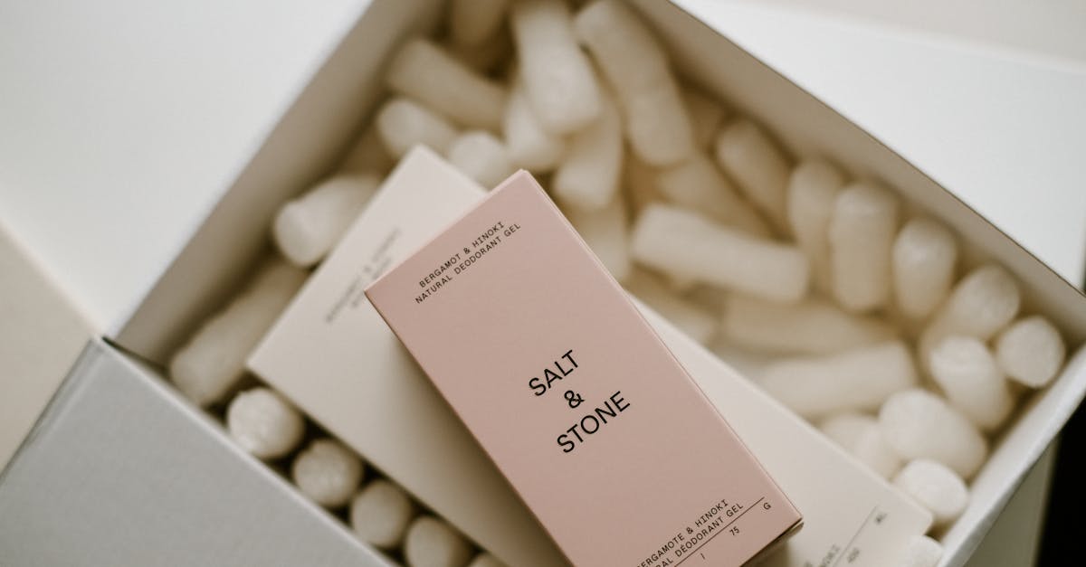 a close up of salt stone natural deodorant boxes in eco friendly packaging perfect for cosmetics