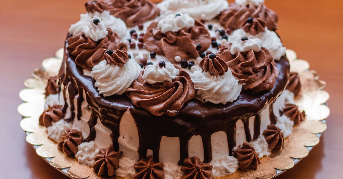 a delectable chocolate drip cake adorned with chocolate and vanilla whipped topping perfect for des