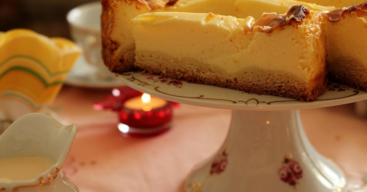 a rustic cheesecake slice on a floral plate with a cozy ambiance 15