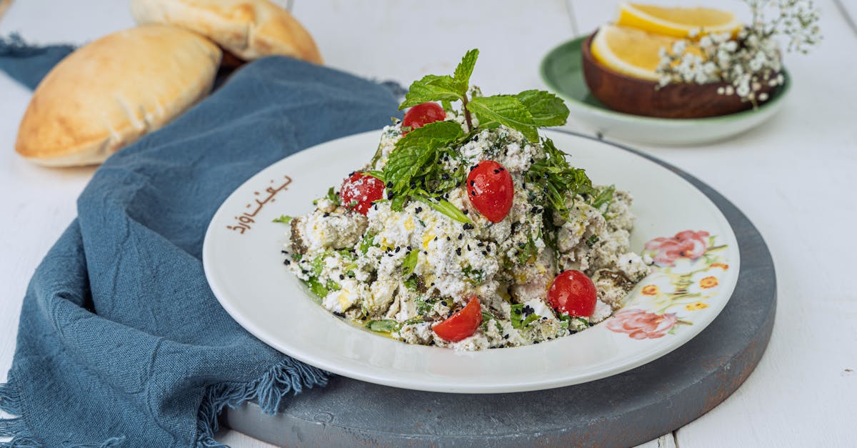 a vibrant lebanese salad with cherry tomatoes and mint beautifully plated
