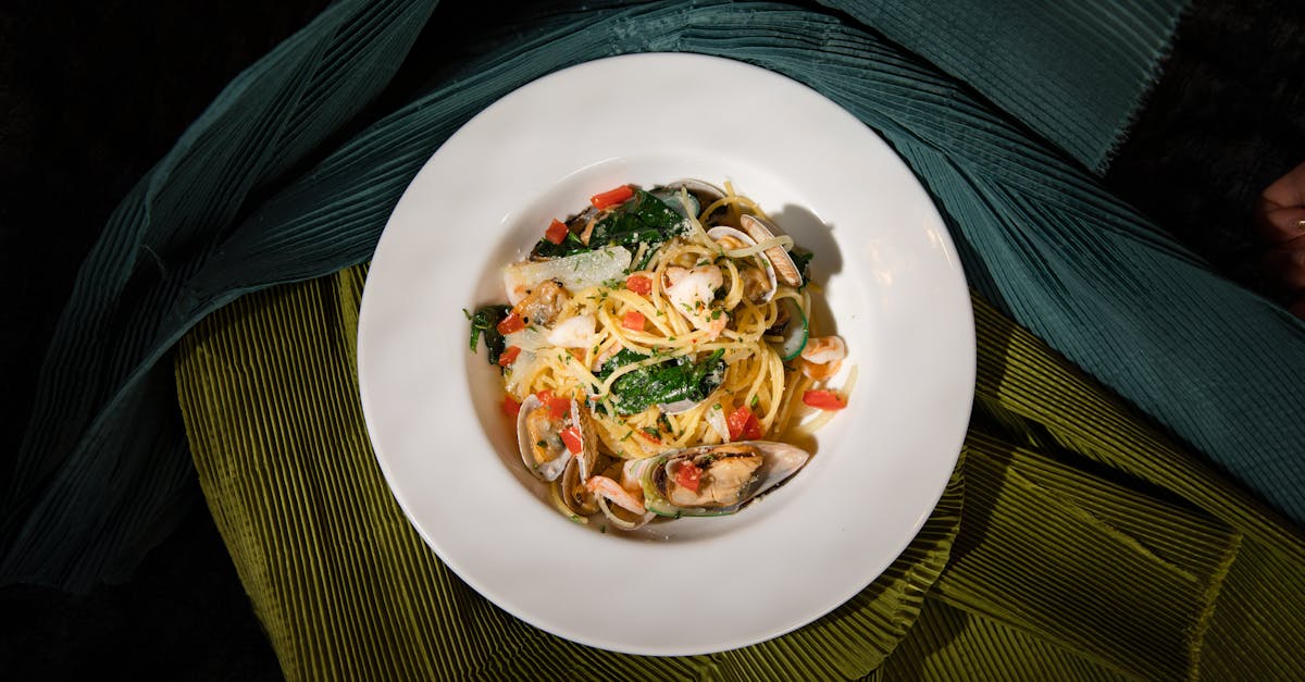 a vibrant seafood pasta dish with fresh vegetables perfect for gourmet cuisine advertising