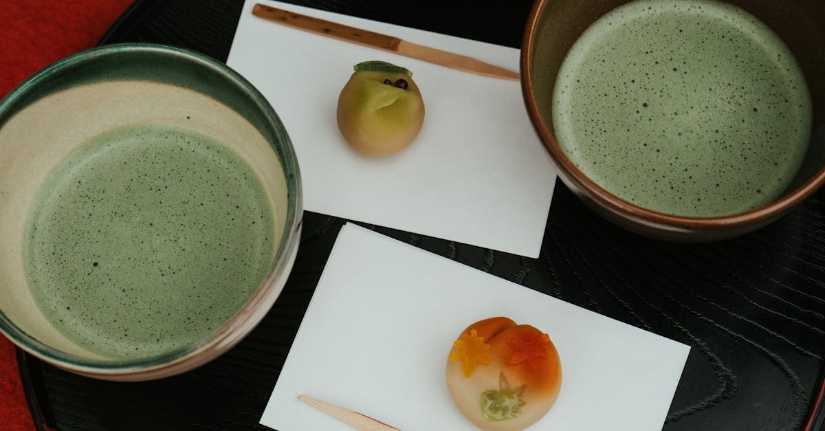 artistic presentation of matcha tea and wagashi sweets in a traditional japanese tea ceremony settin