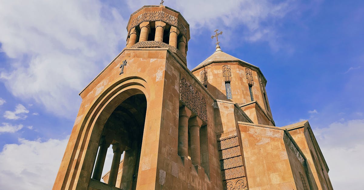 beautiful armenian church captured against a vibrant sky in yerevan showcasing intricate historical