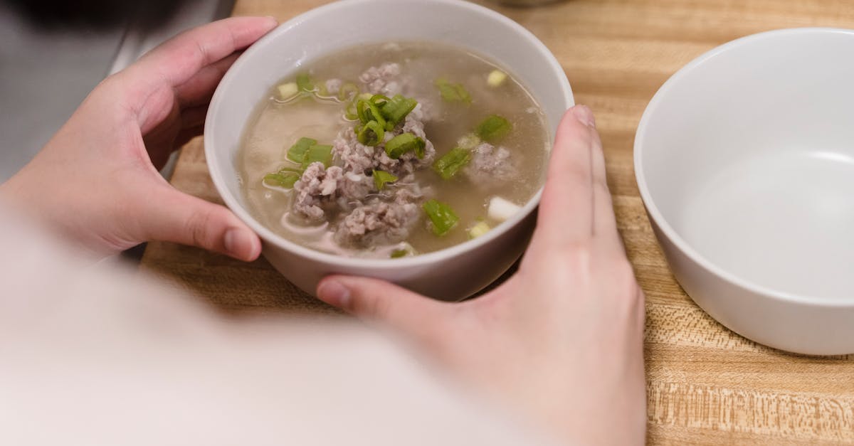 close up of a bowl of pork soup with green onions held indoors highlighting warmth and comfort 1
