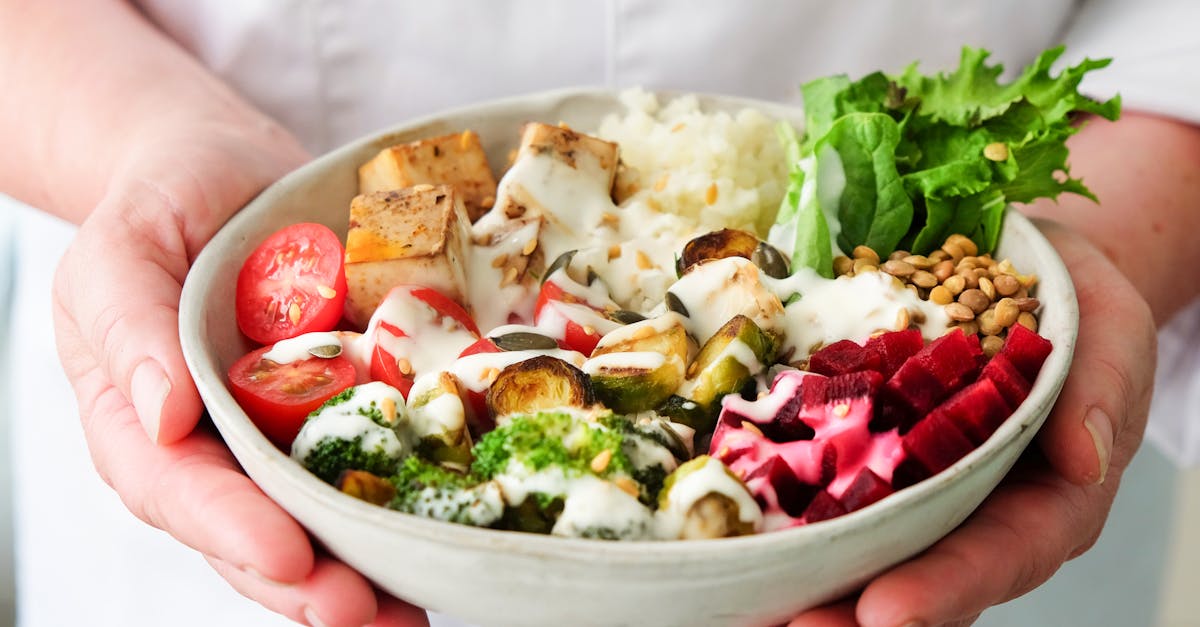 close up of a fresh vegetable salad bowl with tofu perfect for a nutritious meal