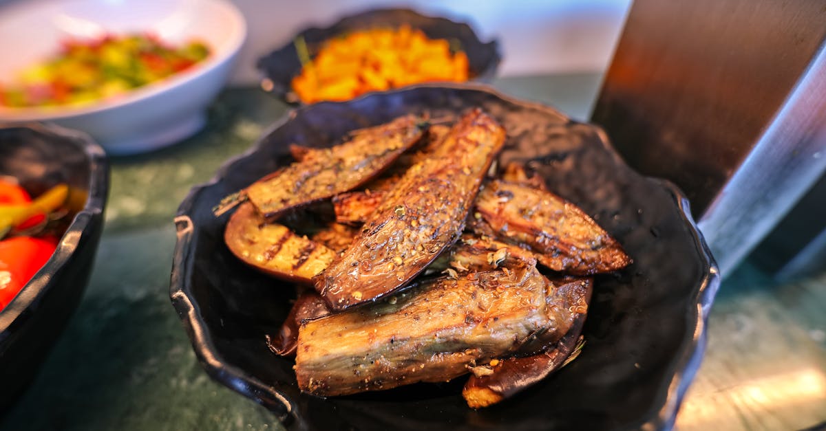 close up of a moroccan grilled eggplant dish on a buffet table 1