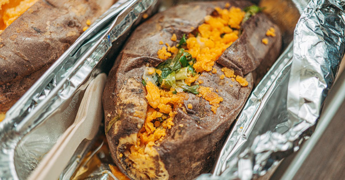close up of a tasty baked sweet potato with toppings perfect for food photography and culinary insp