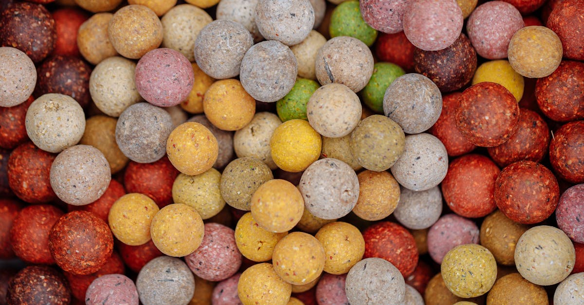 close up of colorful carp baits showcasing a variety of vibrant hues and