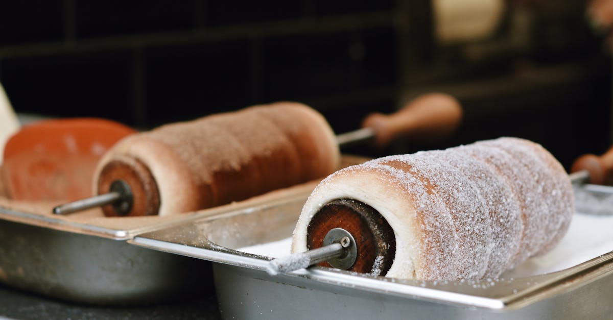 close up of freshly made kurtoskalacs a traditional hungarian pastry in budapest