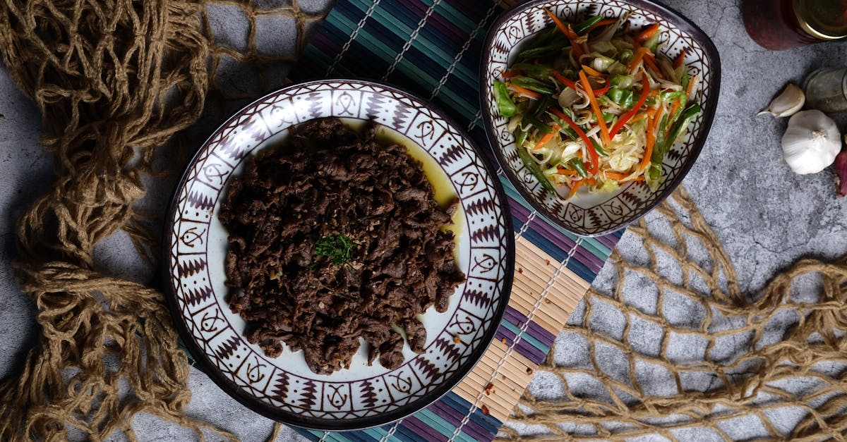 delectable top view of filipino beef tapa paired with vibrant mixed vegetables