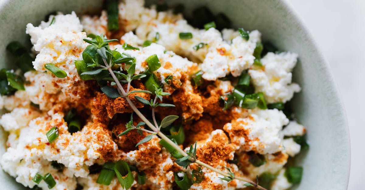 delicious cottage cheese salad topped with herbs spices and green onions for a healthy meal 4