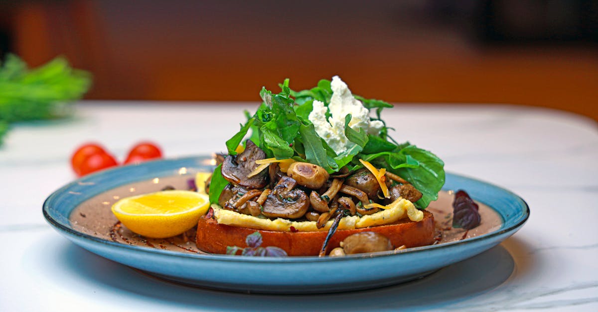 Home delicious gourmet toast topped with mushrooms and fresh greens perfect for brunch 1