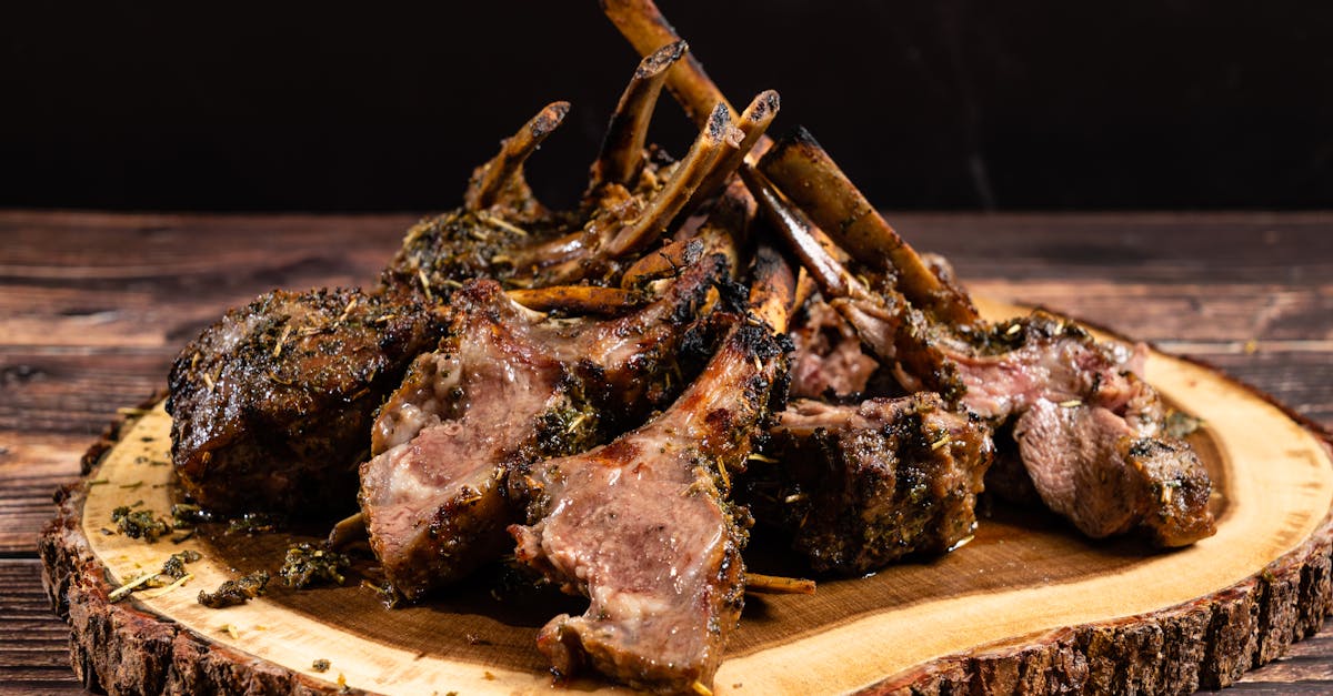 delicious herb crusted lamb chops on a rustic wood platter perfect for elegant dining 1