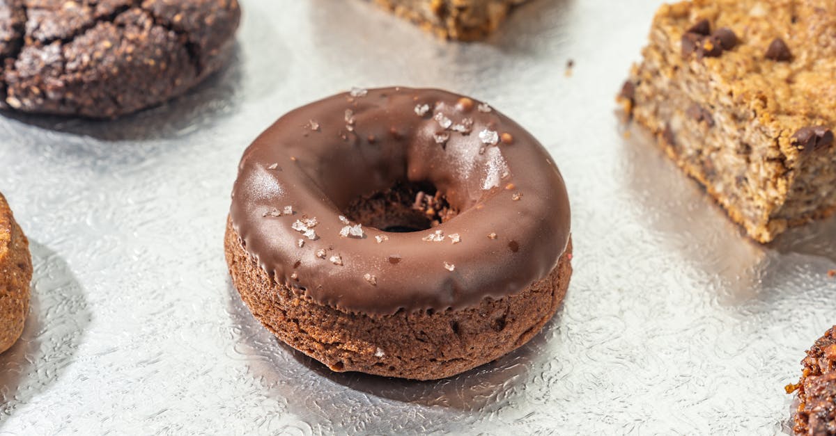 mouthwatering chocolate donut topped with salt flakes perfect for dessert lovers 50