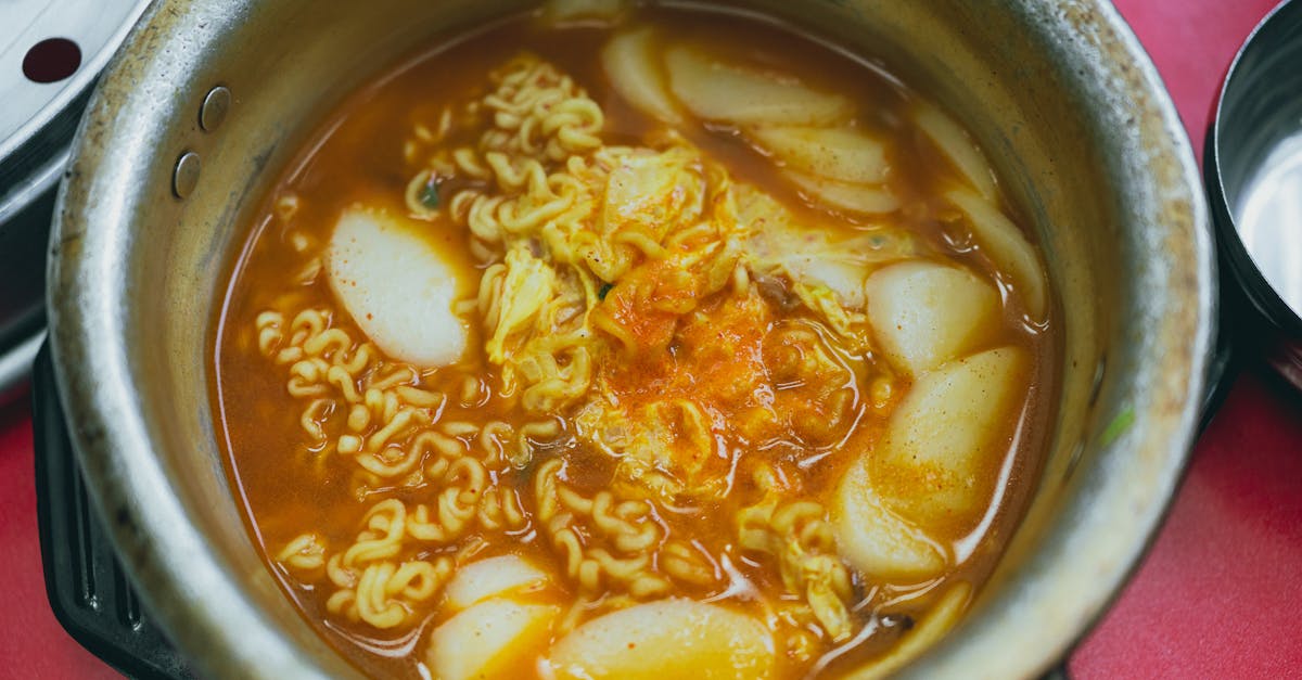 savory korean tteokbokki with ramen in a hot and spicy broth perfect for food lovers