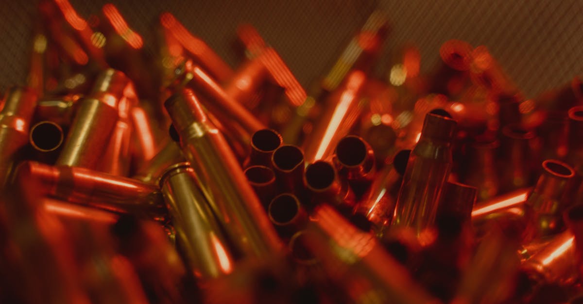 stunning close up of glowing copper bullet casings with a selective focus effect
