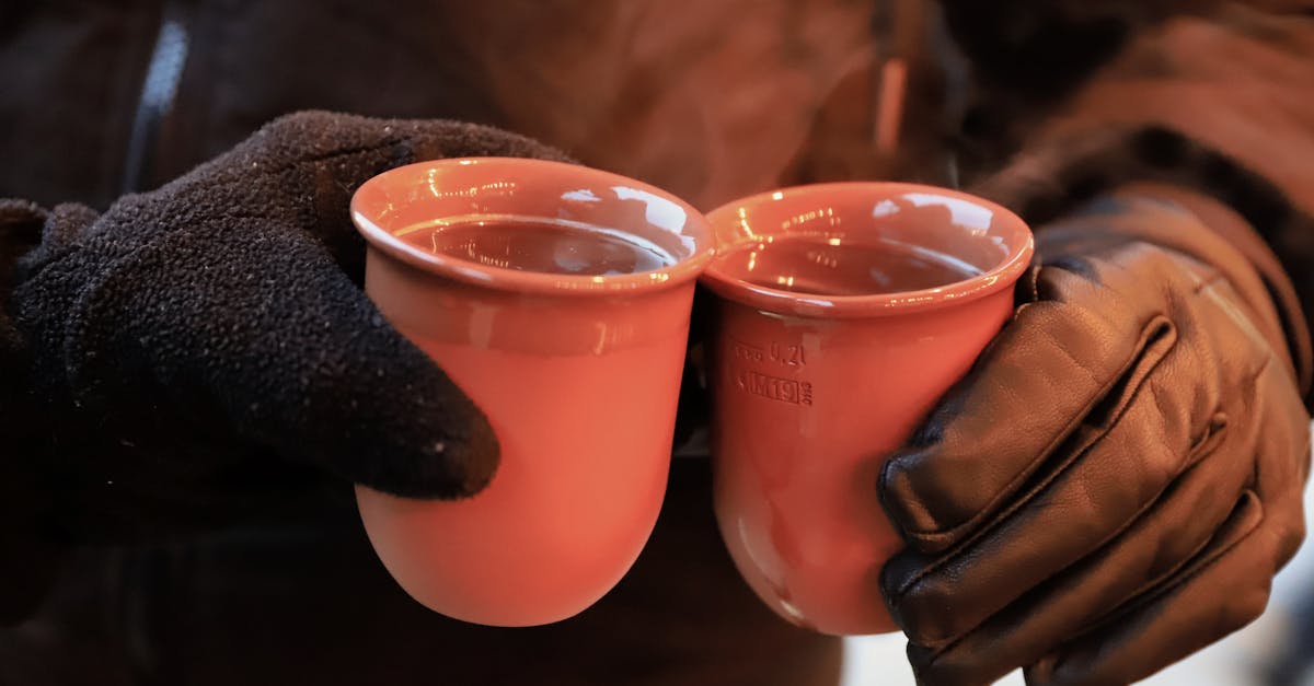 two hands clink warm mugs of gluhwein at a kassel christmas market