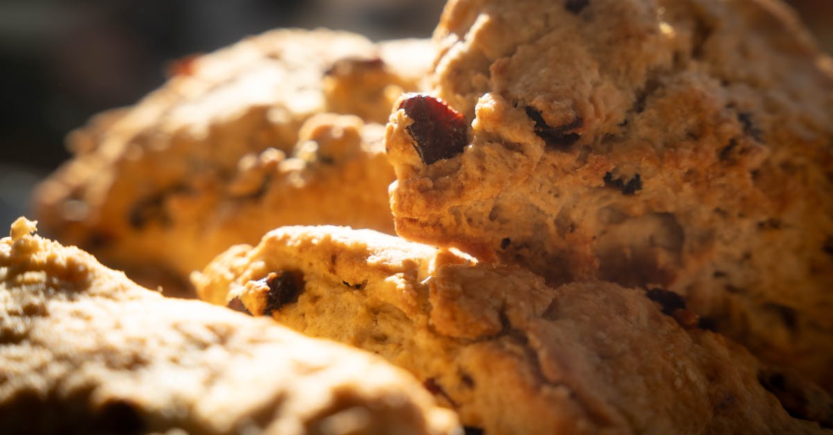 warm and inviting close up of freshly baked scones with dried fruit perfect for a cozy setting 2